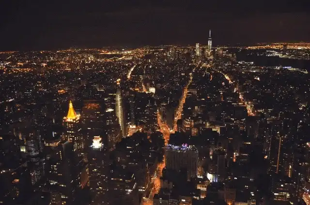 Night view over Manhattan from the Empire State Building, New York