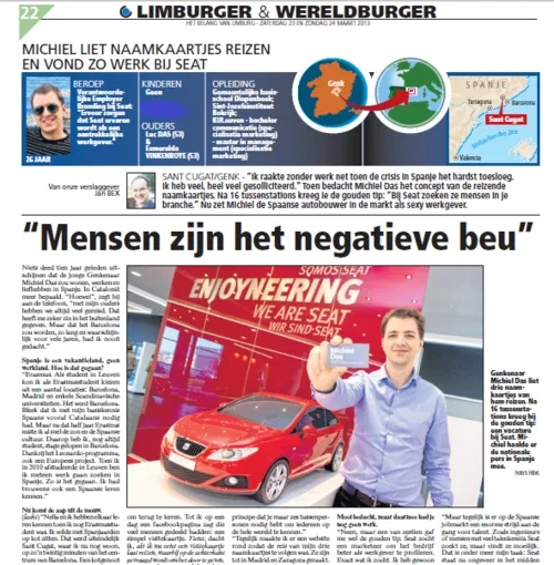 Belg Michiel Das in Het Belang van Limburg