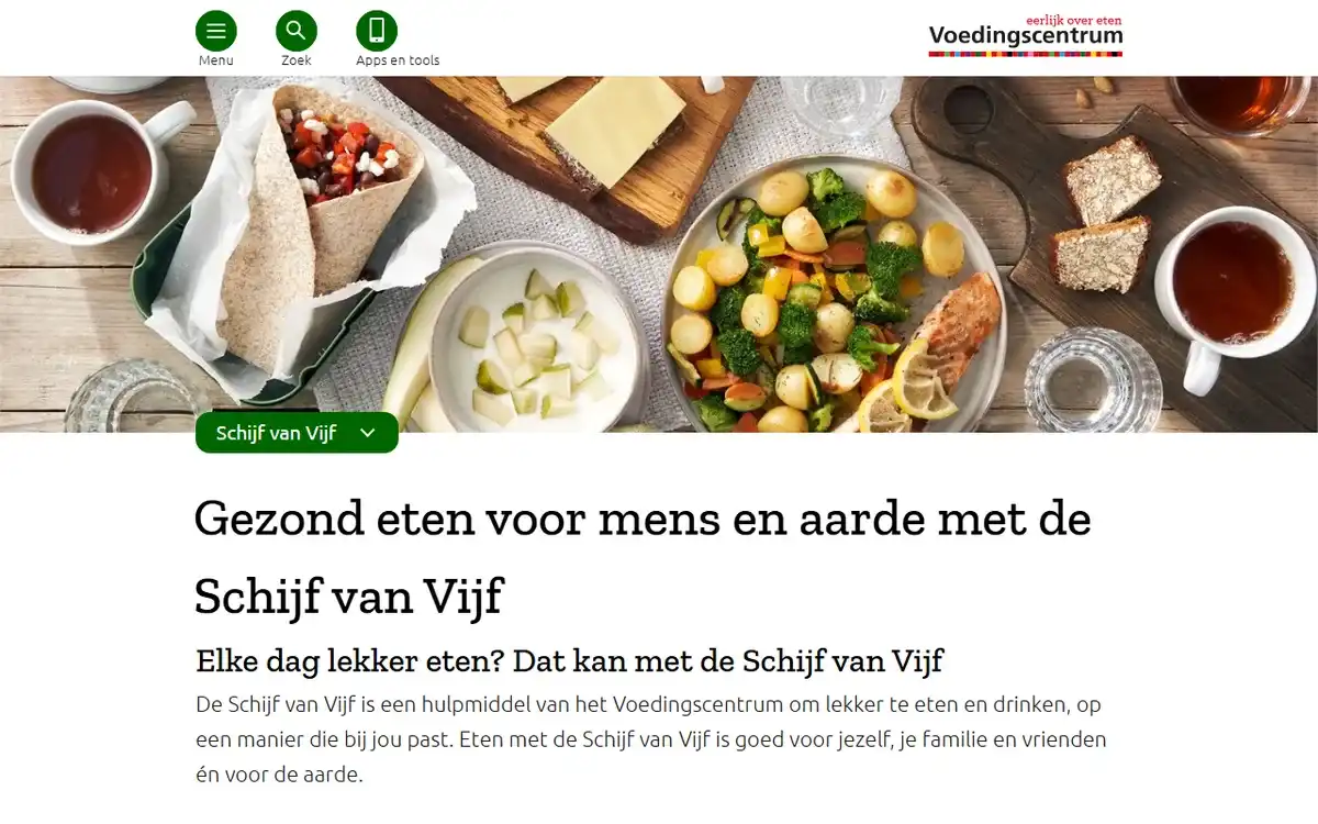 De Schijf van Vijf op de website van het Voedingscentrum