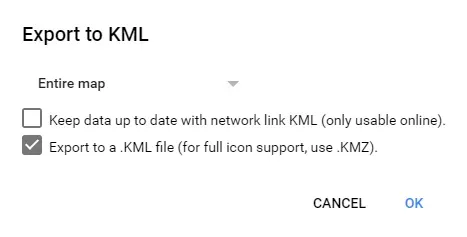 Google Maps: exportar a KML