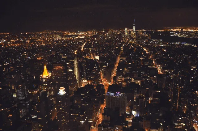 Night view over Manhattan from the Empire State Building, New York