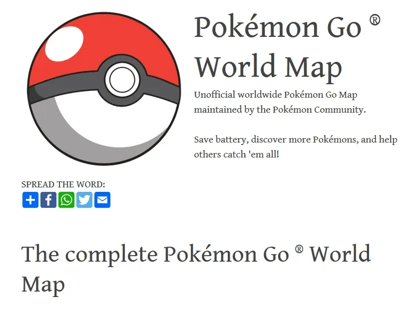 La web de PokeGoMap en 2016